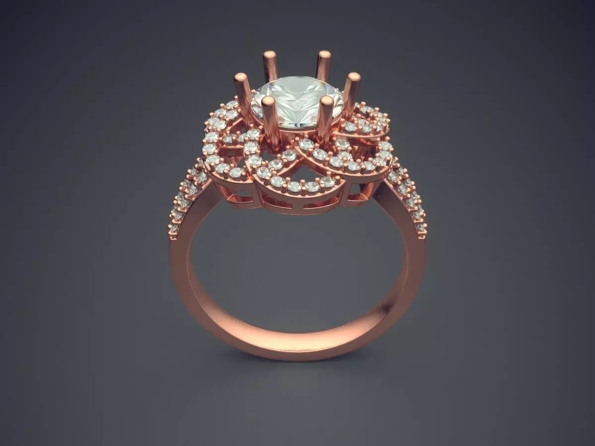 Ring With Diamonds CAD-6052 3D print model_2