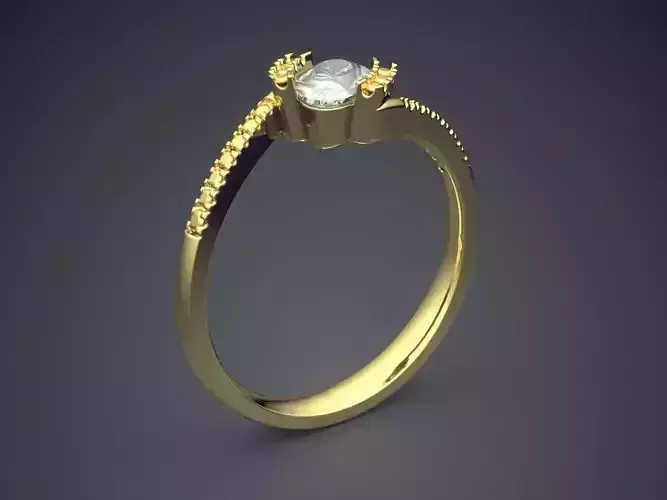 Thin Engagement Ring With Diamond CAD-6042 3D print model