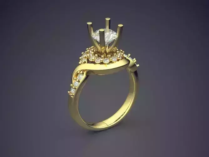 Engagement Ring With Diamonds CAD-6040