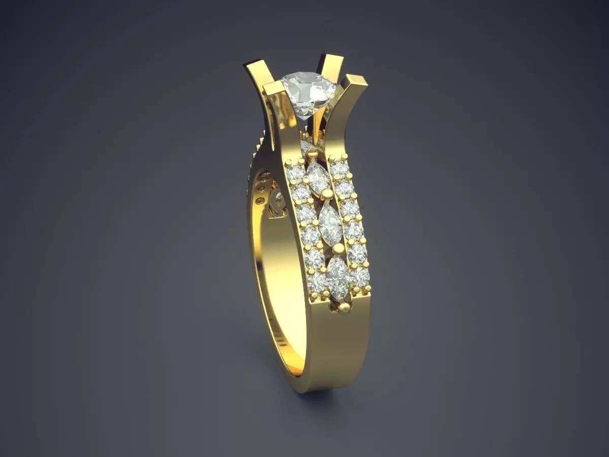 Ring With Diamonds CAD-6044 3D print model_3