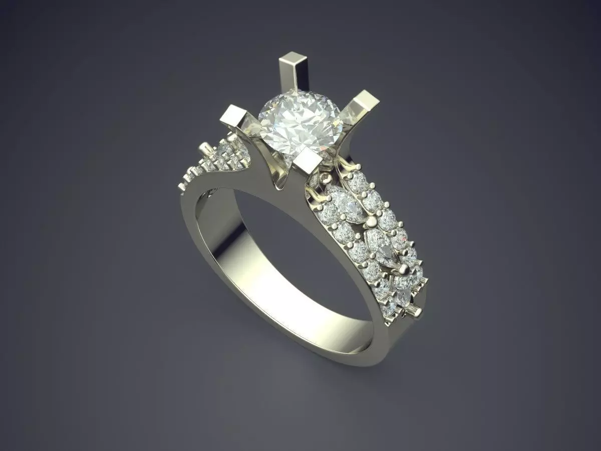 Ring With Diamonds CAD-6044 3D print model_1