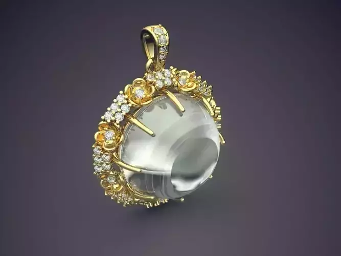 Pendant With Pearl And Diamonds CAD-6037