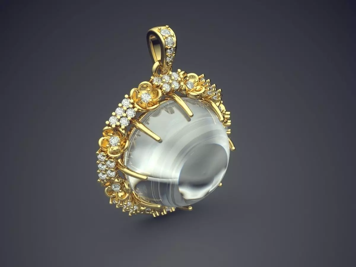 Pendant With Pearl And Diamonds CAD-6037 3D print model_0