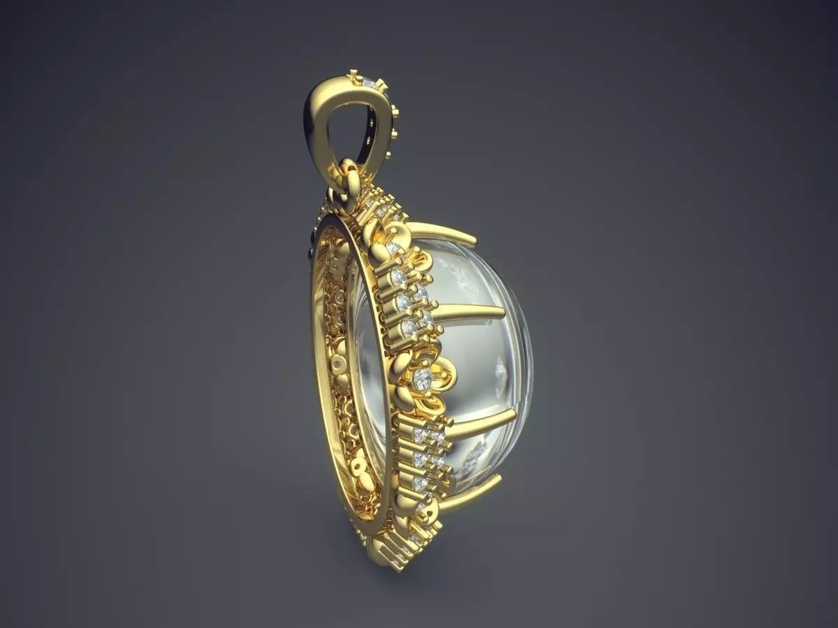 Pendant With Pearl And Diamonds CAD-6037 3D print model_3