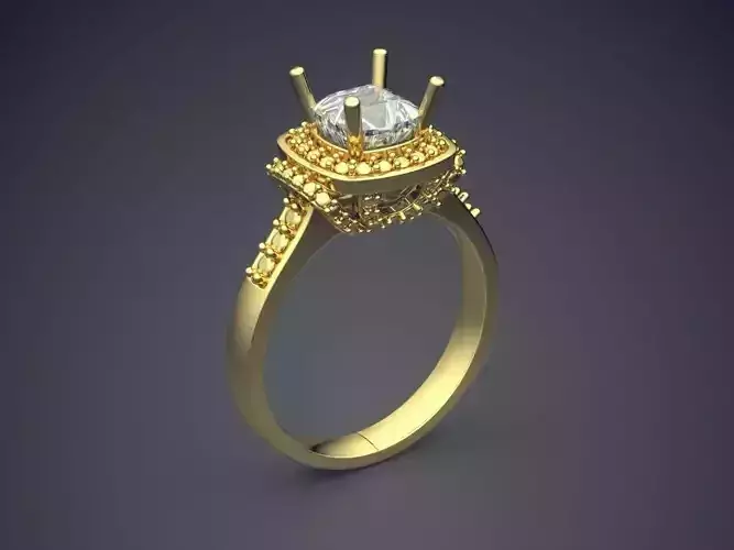 Ring With Diamond CAD-6029 3D print model