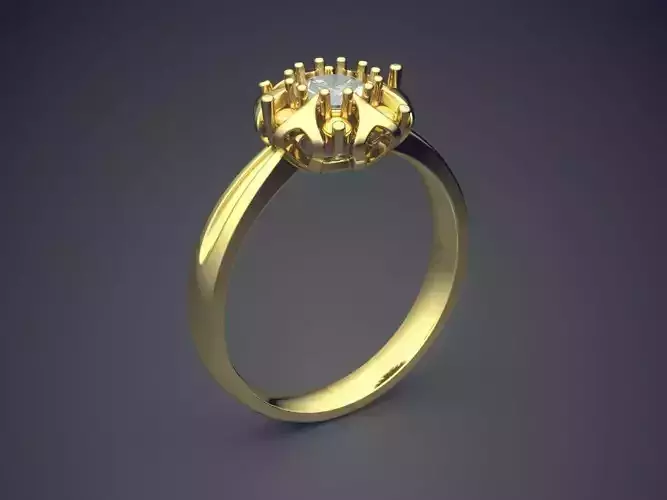 Ring With Diamond CAD-6014 3D print model