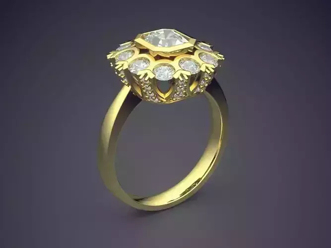 Ring With Diamonds CAD-6016 3D print model