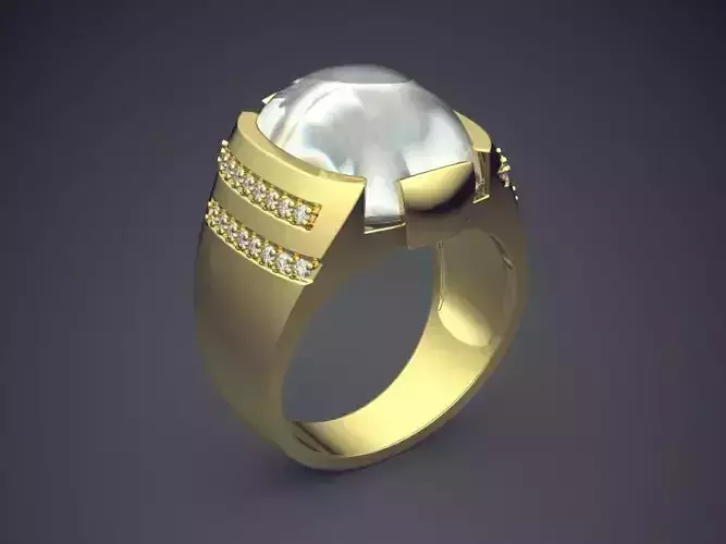 Thick Ring With Pearl CAD-6018