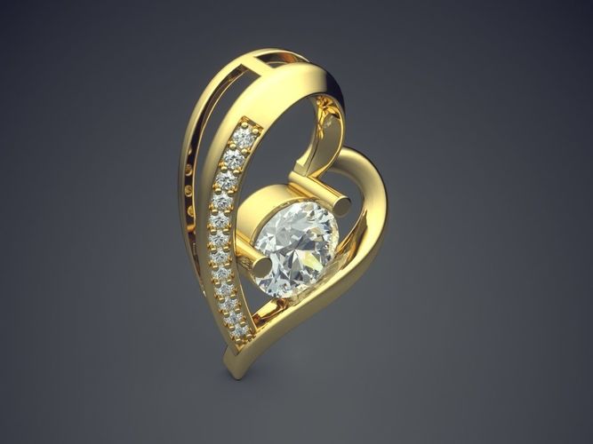 Heart Shape Pendant With Diamonds CAD-6004 3D print model