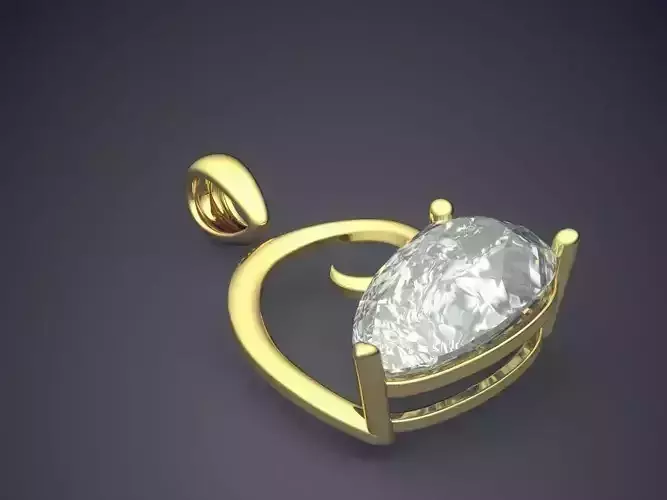 Heart Shape Pendant With Diamond CAD-5997 3D print model