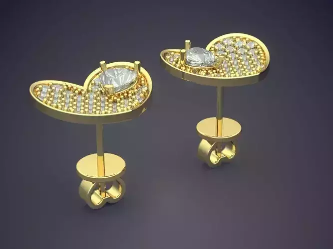 Heart Shape Earrings With Diamonds CAD-5995 3D print model