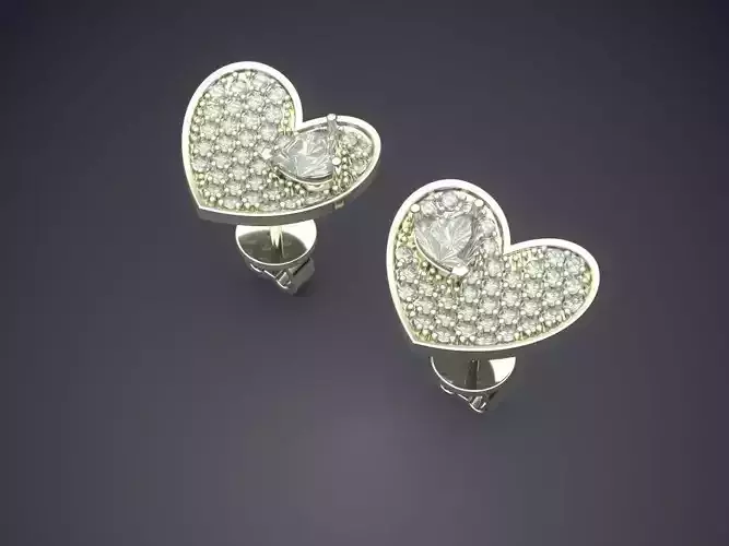 Heart Shape Earrings With Diamonds CAD-5995