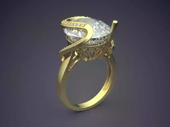 Unique Engagement Ring With Diamonds CAD-5987