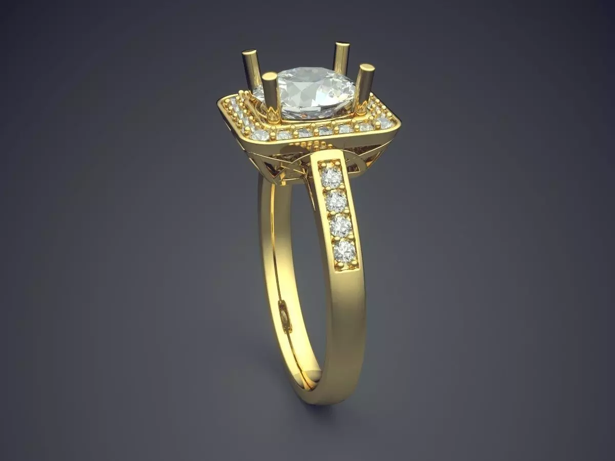 Engagement Ring With Diamonds CAD-5983 3D print model_3