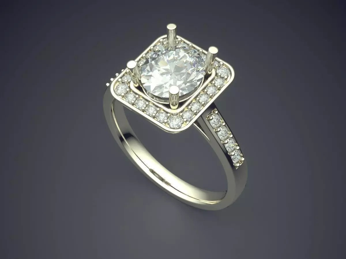 Engagement Ring With Diamonds CAD-5983 3D print model_1