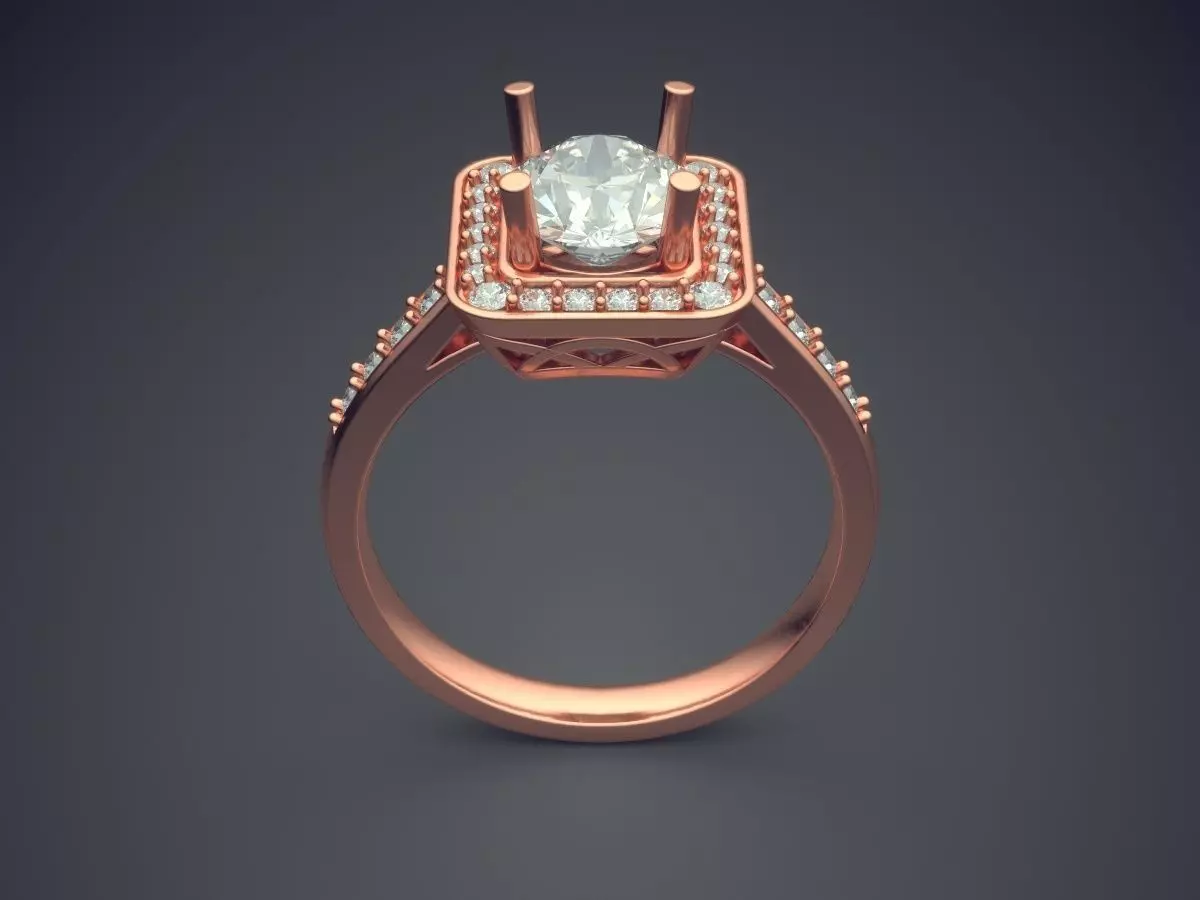 Engagement Ring With Diamonds CAD-5983 3D print model_2
