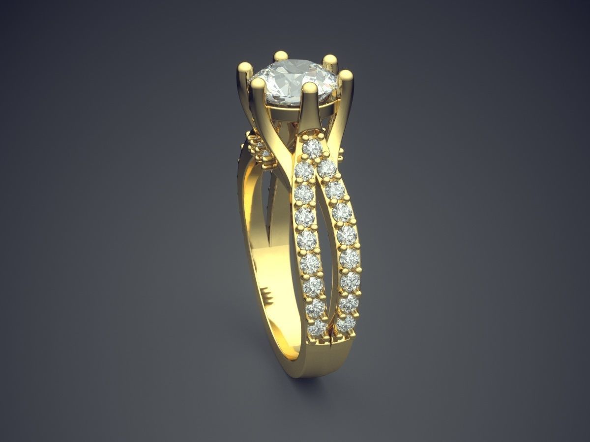 Engagement Ring With Diamonds CAD-5981 3D print model_3