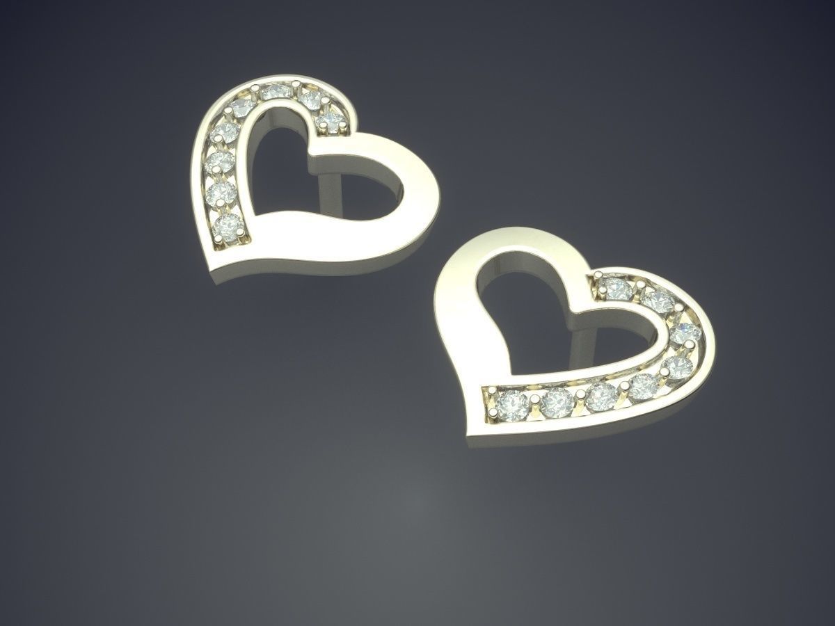Heart Shape Earrings With Diamonds CAD-5966 3D print model_1