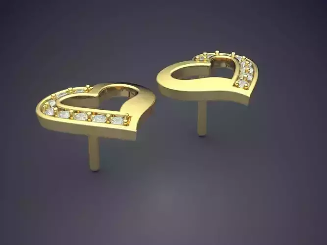 Heart Shape Earrings With Diamonds CAD-5966