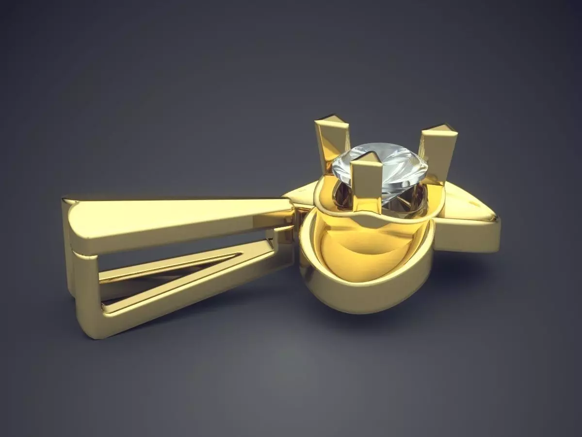 Pendant With Diamond CAD-5964 3D print model_3