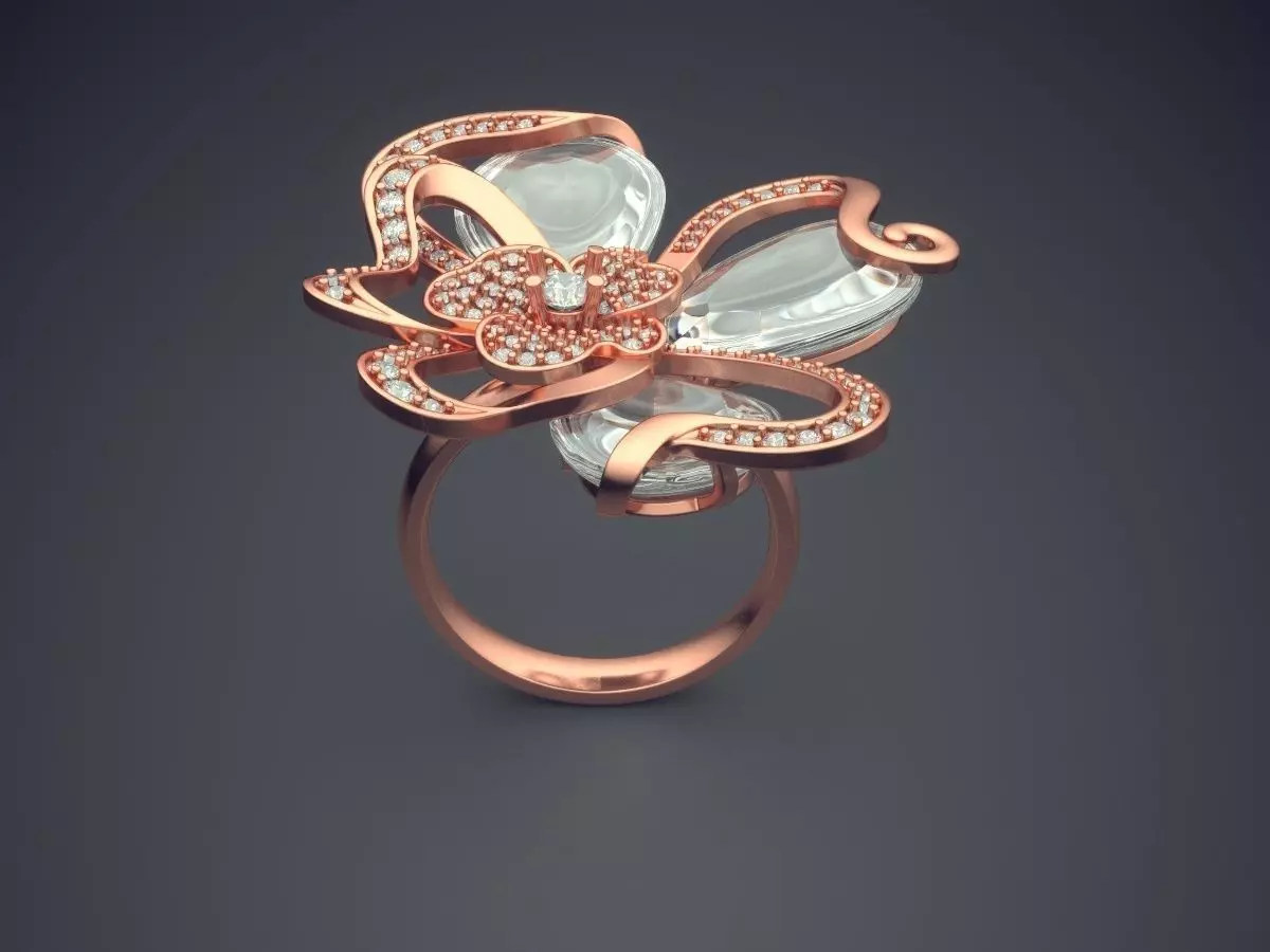 Unique Ring With Diamonds CAD-5972 3D print model_2