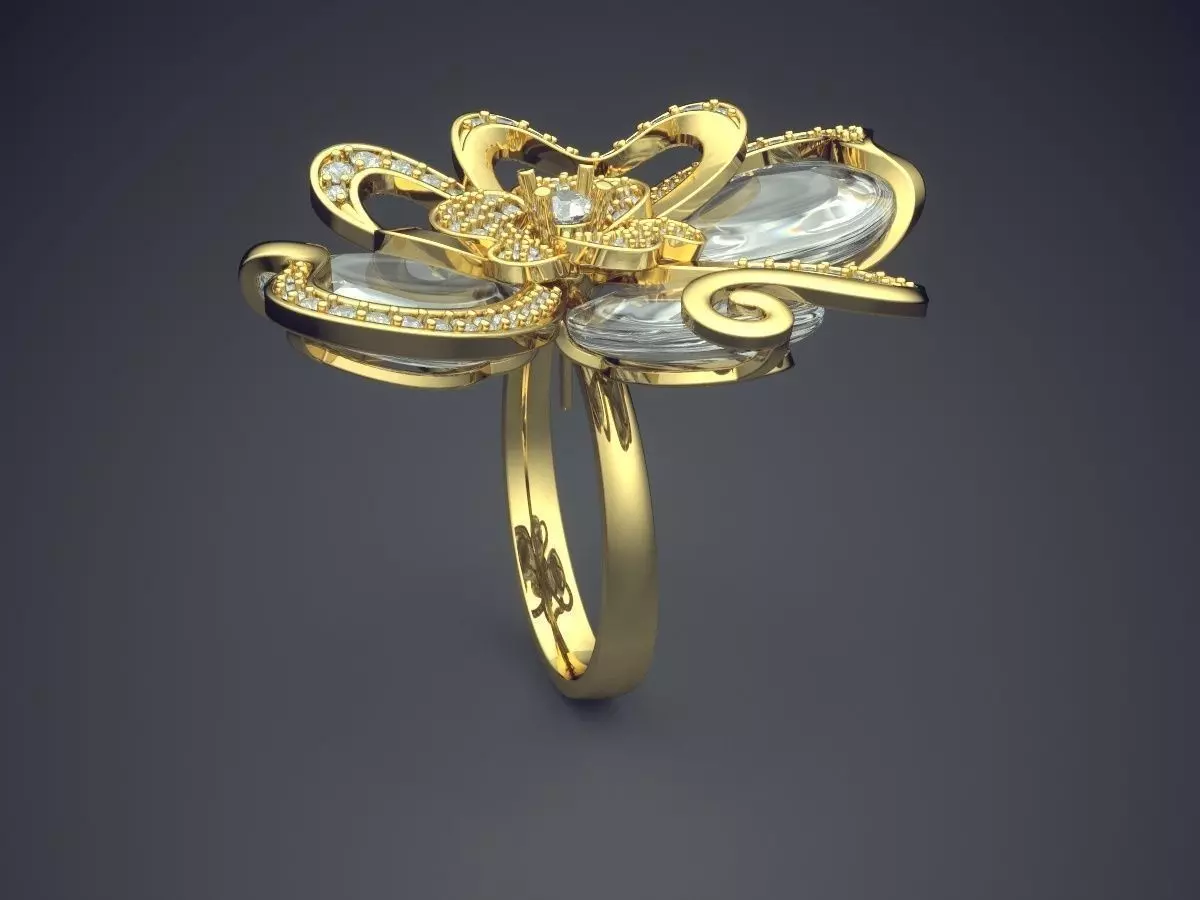 Unique Ring With Diamonds CAD-5972 3D print model_3