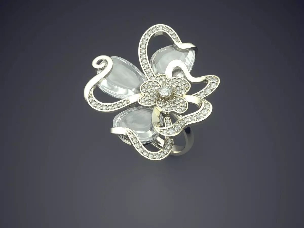 Unique Ring With Diamonds CAD-5972 3D print model_1