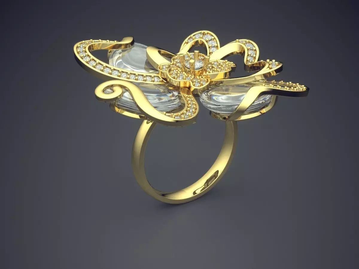 Unique Ring With Diamonds CAD-5972 3D print model_0