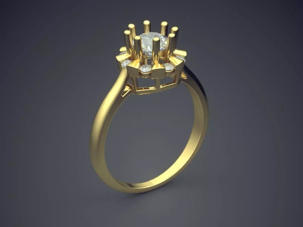 Engagement Ring With Diamonds CAD-5956 3D print model_0