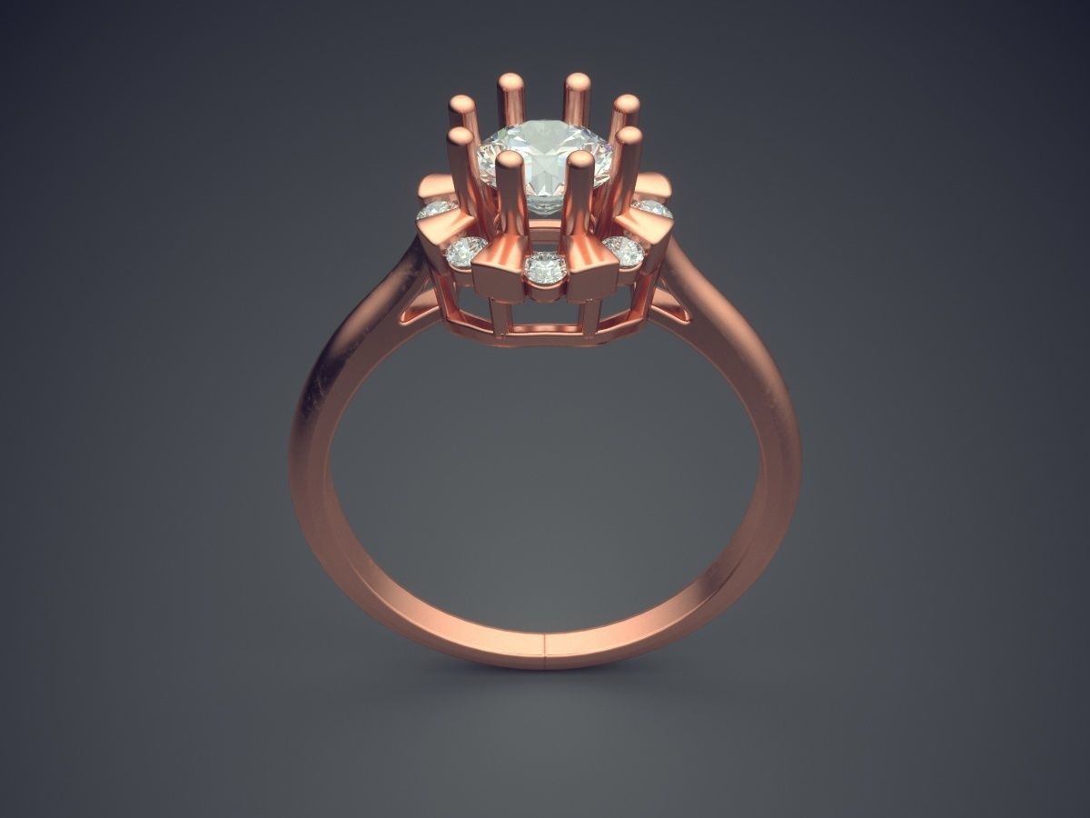 Engagement Ring With Diamonds CAD-5956 3D print model_2