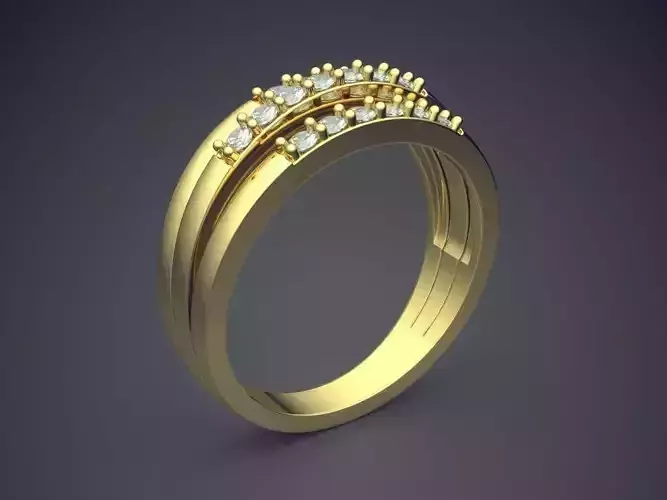 Three Intertwined Rings With Tiny Diamonds CAD 5943 3D print model