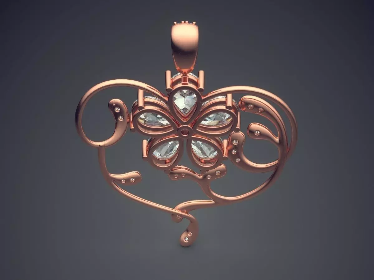 Pendant With Diamonds CAD-5936 3D print model_2