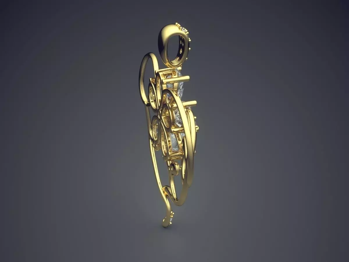 Pendant With Diamonds CAD-5936 3D print model_3