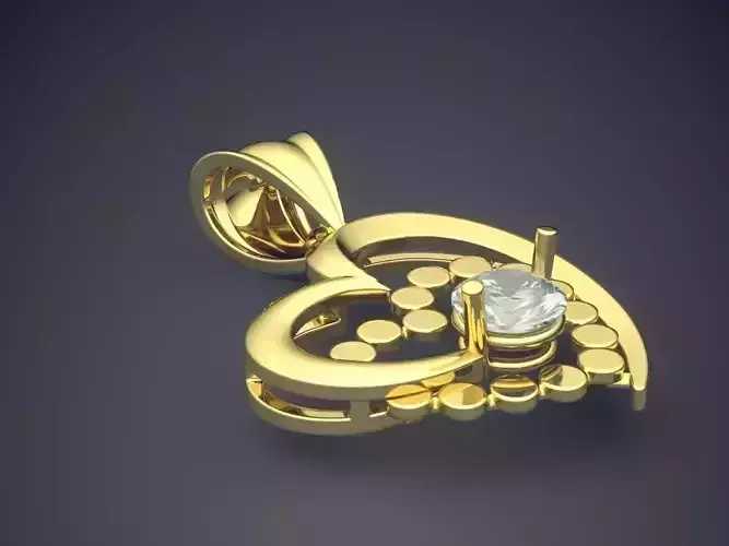 Heart Shape Pendant With Diamond CAD-5895 3D print model