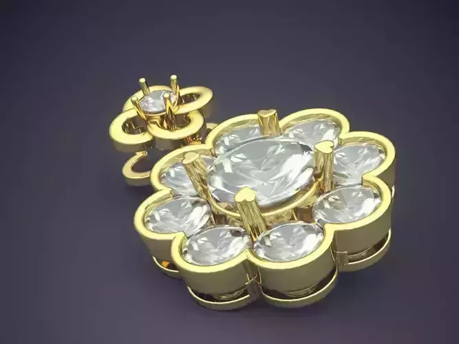 Flower Shape Pendant With Diamonds CAD-5888