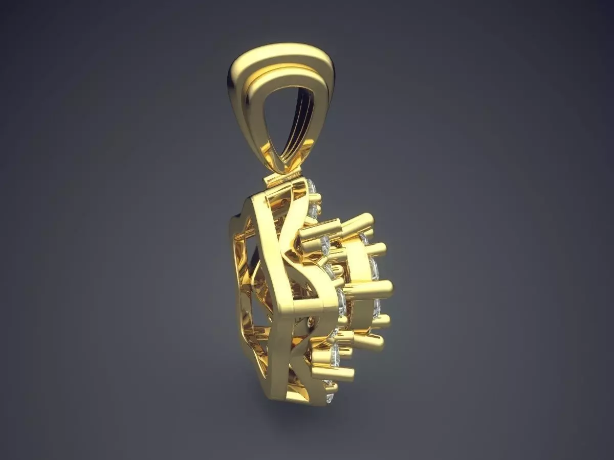 Pendant With Diamonds CAD-5878 3D print model_3