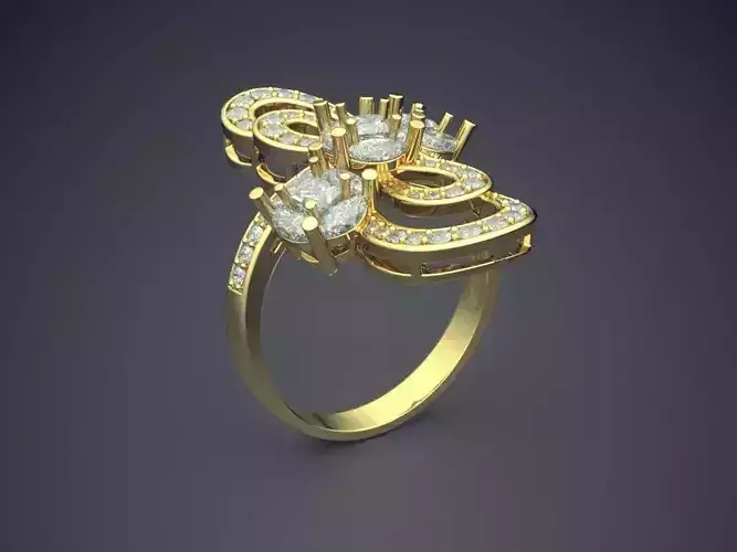 Ring With Diamonds CAD-5879 3D print model