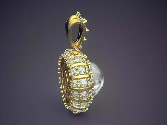 Pendant With Pearl And Diamonds CAD-5877