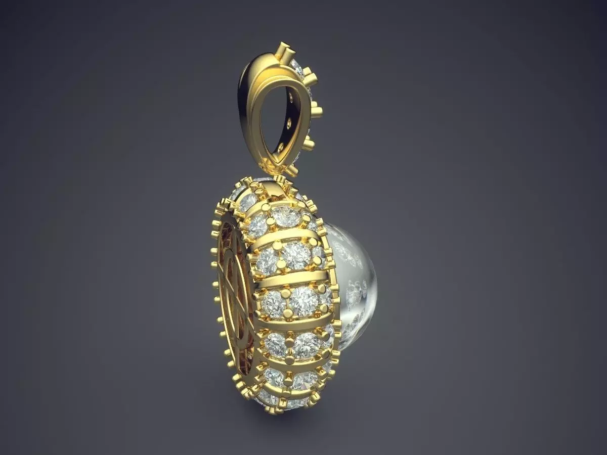 Pendant With Pearl And Diamonds CAD-5877 3D print model_3