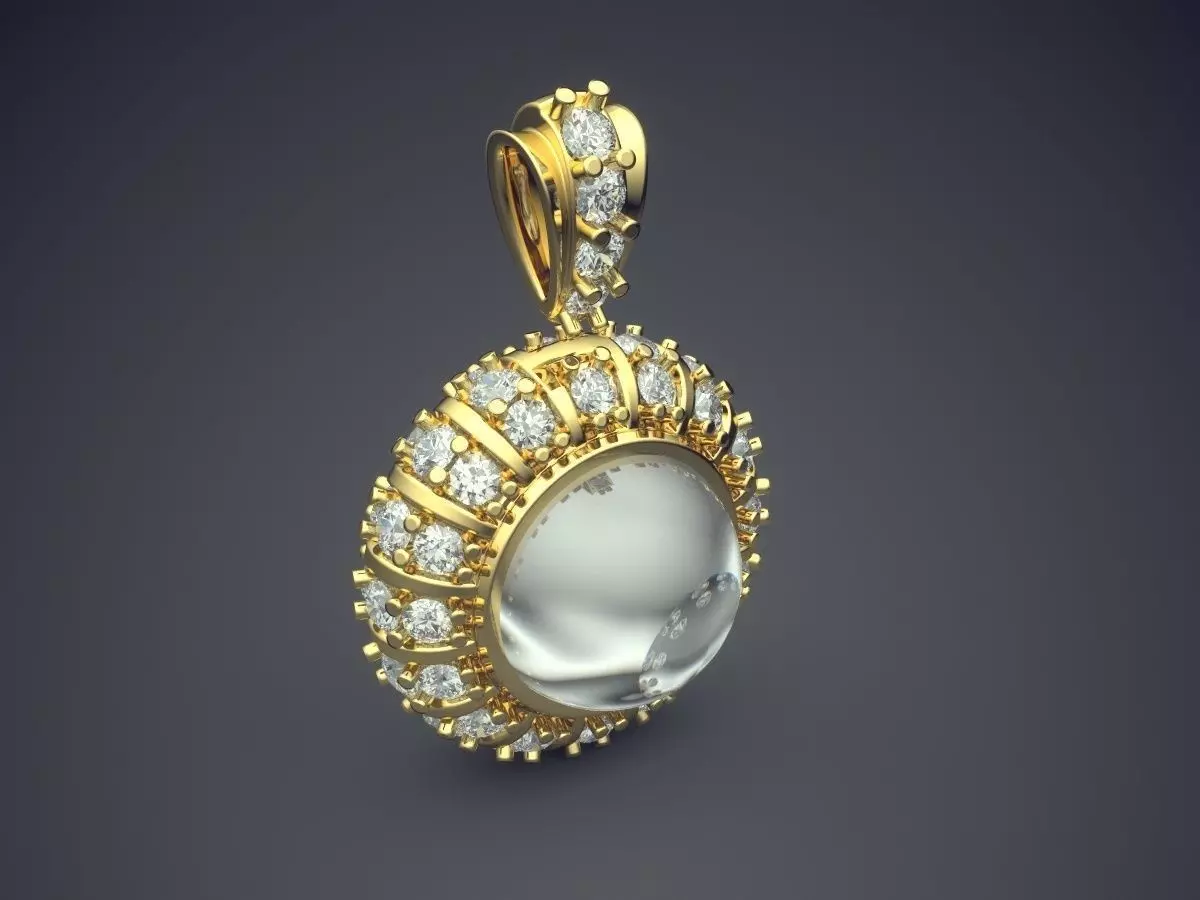 Pendant With Pearl And Diamonds CAD-5877 3D print model_0