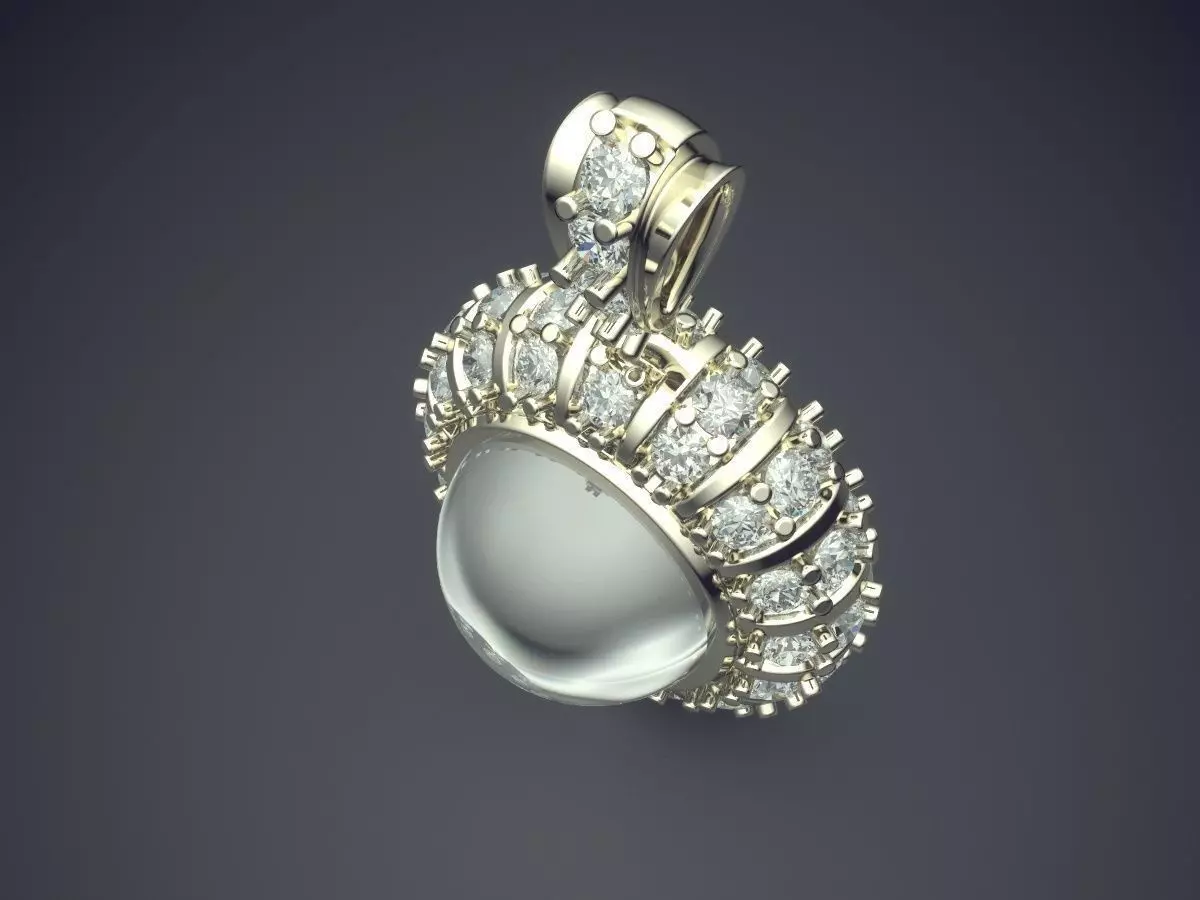 Pendant With Pearl And Diamonds CAD-5877 3D print model_1