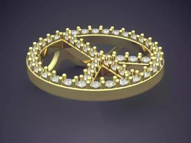 Peace Shape Pendant With Diamonds CAD-5855