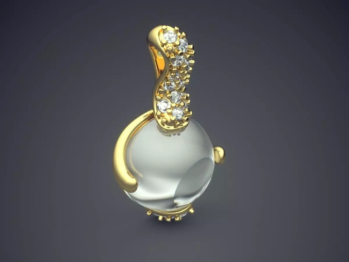 Pendant With Pearl CAD-5853 3D print model_0