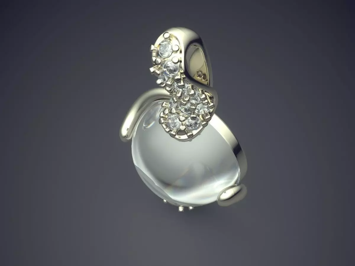 Pendant With Pearl CAD-5853 3D print model_1