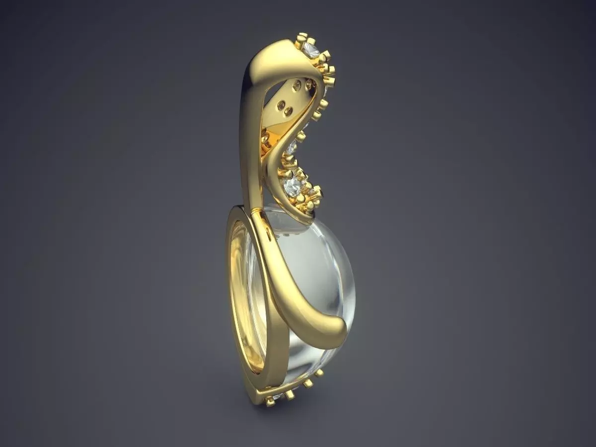 Pendant With Pearl CAD-5853 3D print model_3