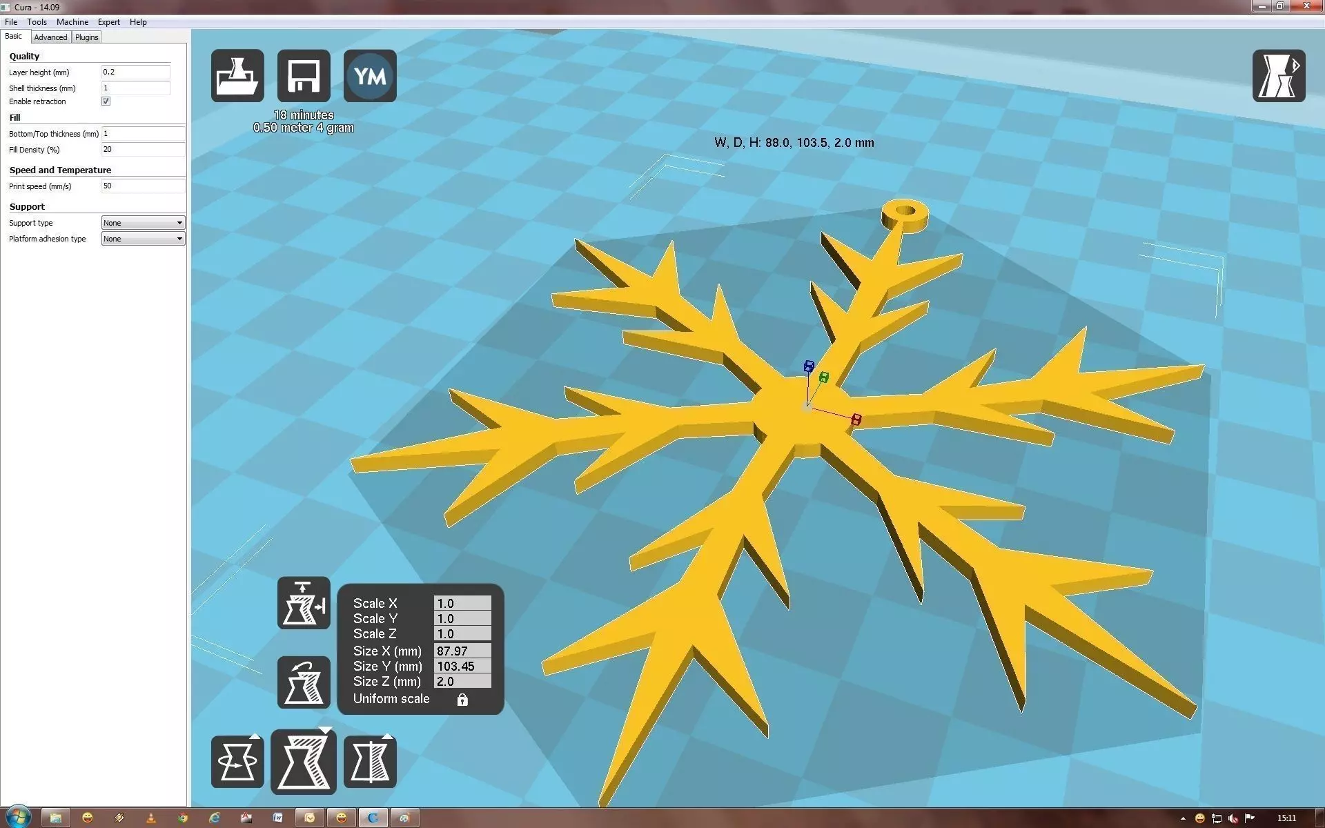 Snowflake on computer screen 3D print model_0