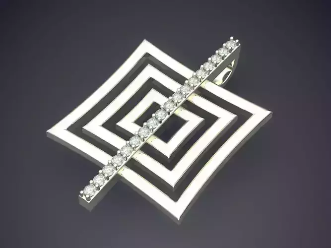 Square Shape Pendant With Diamonds CAD-5825