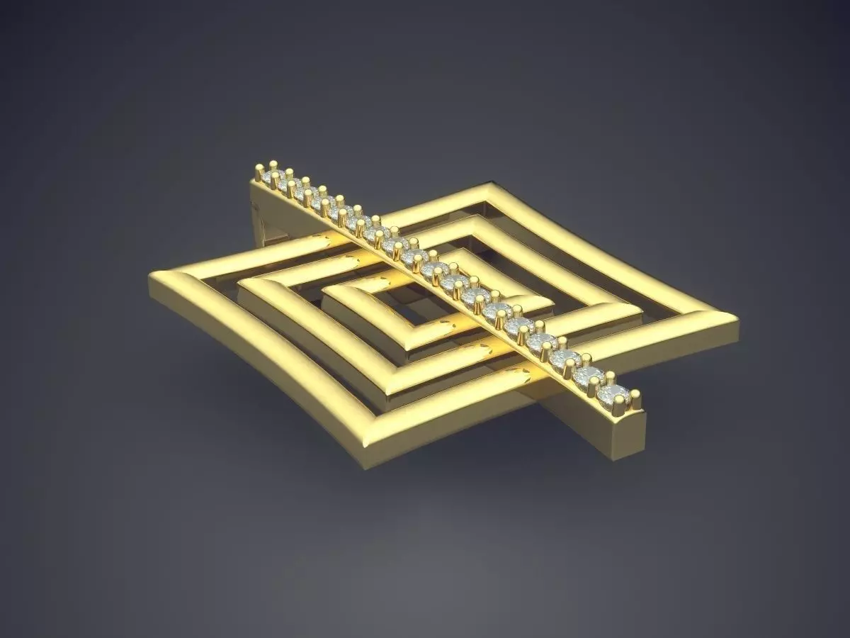 Square Shape Pendant With Diamonds CAD-5825 3D print model_0