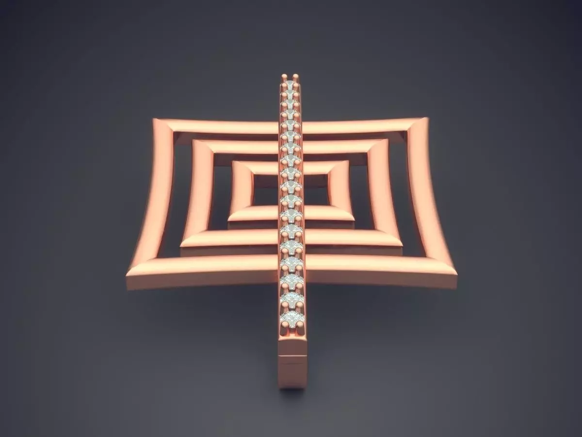 Square Shape Pendant With Diamonds CAD-5825 3D print model_2