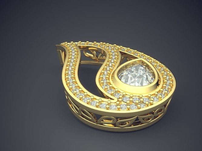 Drop Shape Pendant With Diamonds CAD-5827 3D print model